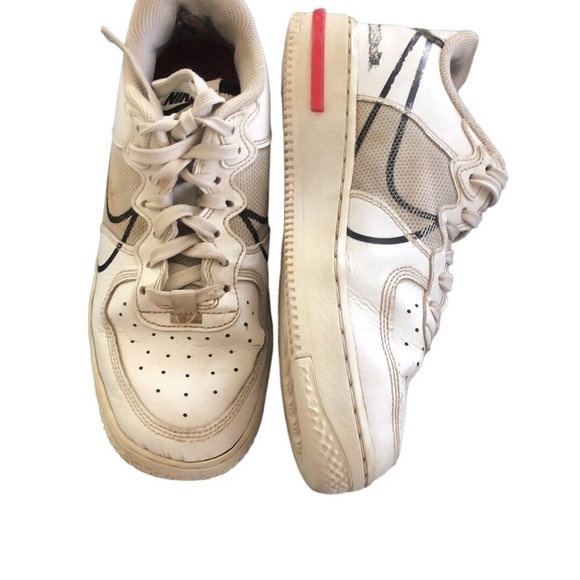 Nike Air Force 1 React D/MS/X White Black Red Sneakers CD6960-100 Size 6Y - Picture 2 of 13